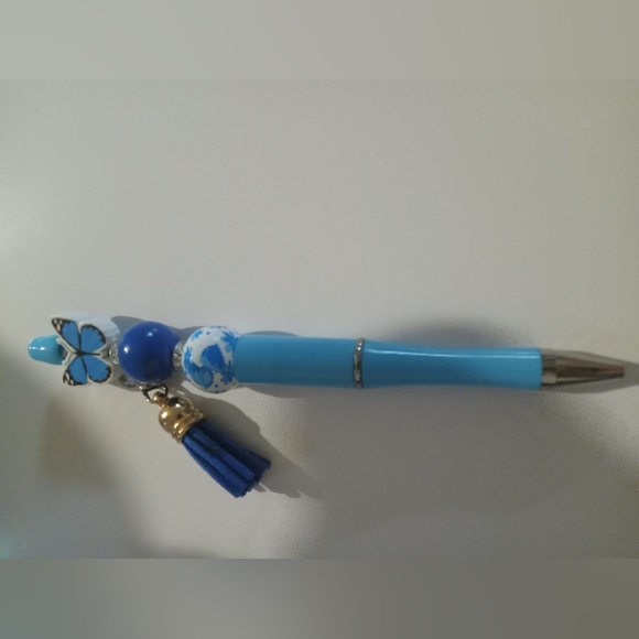 Beautiful Butterfly Beaded Ink pen with tassel - Picture 2 of 7